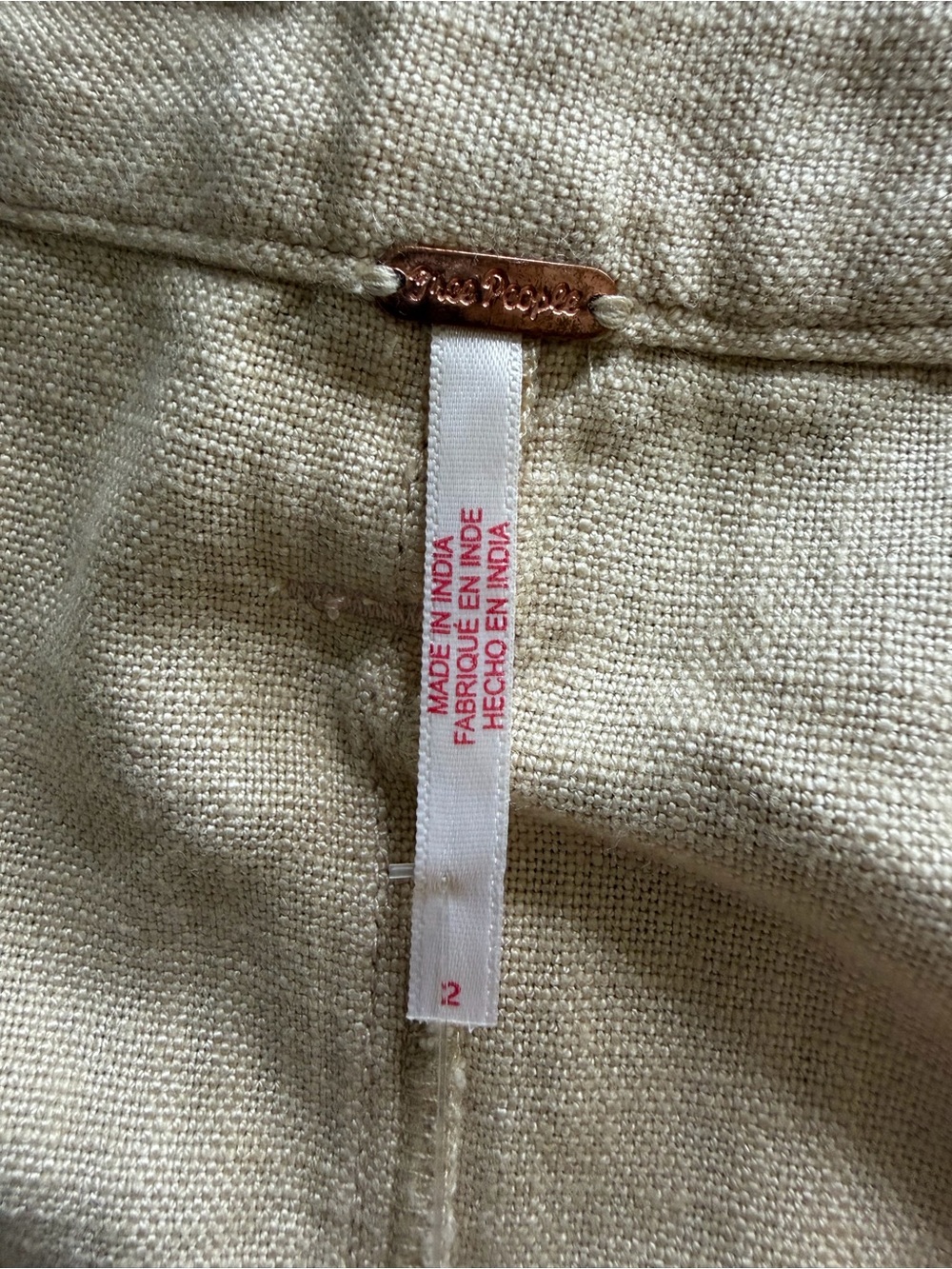 Free People Oatmeal Linen Blend Mini Skirt Size 2 Neutral Boho NWT - Picture 3 of 10